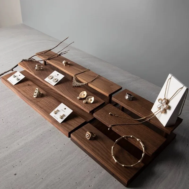 الصلبة الخشب مجوهرات عرض موقف كبير مجوهرات تخزين الرف حلقة قلادة حامل مُنظِم مجوهرات سوار القرط عرض الرف