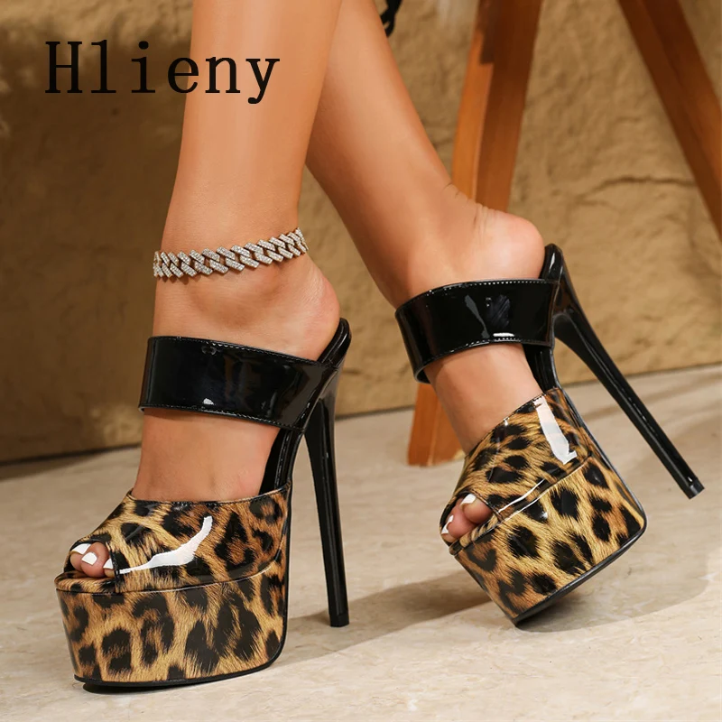 Hlieny Fashion Peep Toe Platform Slippers Women Summer Extreme High Heels Stripper Sandals Club Ladies Sliders Shoes