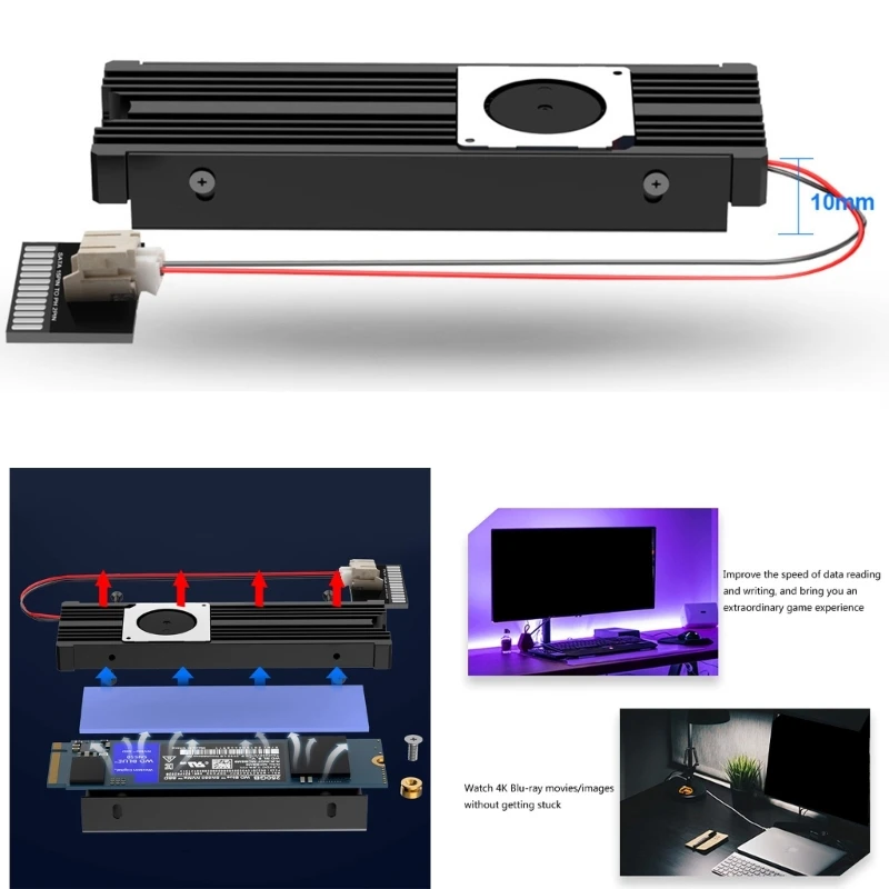 SSD Cooling Pad HeatSink NVME PCIE  for M2 2280 SSD Hard Disk Heatsink Fan Cooler Thermal for Desktops PC