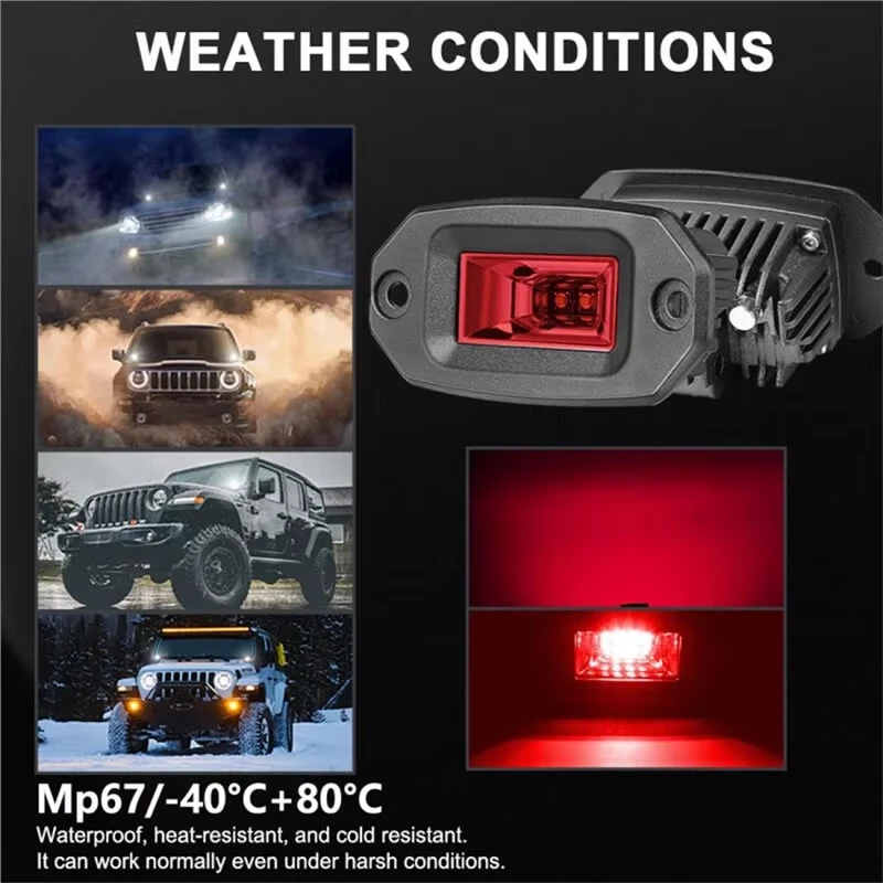 4 Inch for Off-Road Driving Fog Work Light 20W Led Flood Light Bar Recessed Mount Waterproof for Jeep Suv Utv Boat Motorcycle