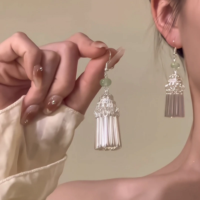 Pendientes de Perlas de Estilo Barroco de Alta Gama, Estilo Étnico Retro Versátil, con Borlas de Estilo Chino, para Mujer