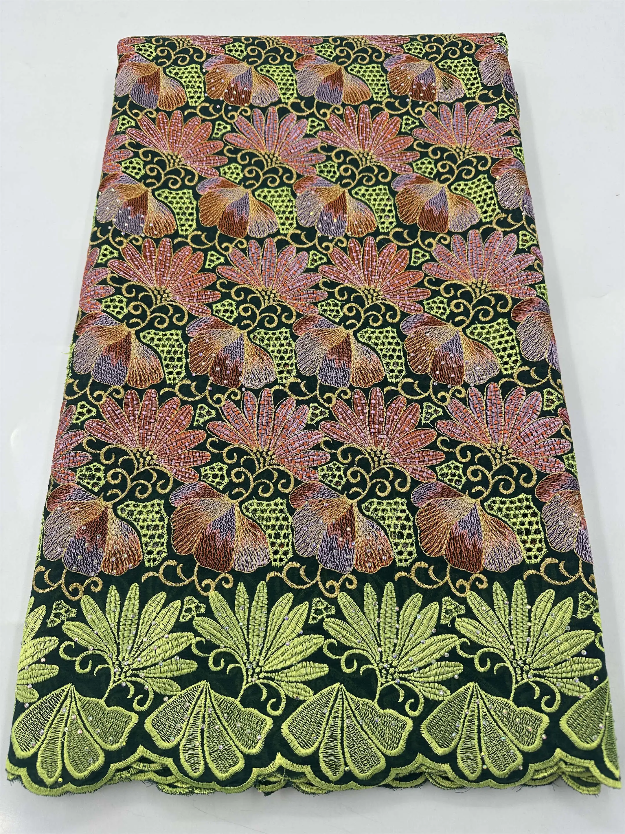 Modern Multicolor Austria Lace Best Quality African Inspired Fabric Original Cotton100% Fashion Dress Sewing Garment Swiss Cloth