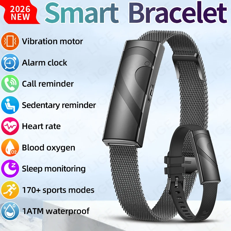 LIGE New Couple Smart Bracelet Real-time Health Monitor Sport Fitness Tracker Wristband Waterproof Smart Watch For Android ios