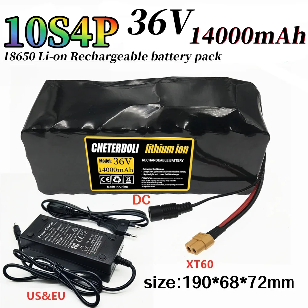 

36V battery 10S4P 14Ah battery pack 700W high power battery Suitable for 36V Electric Scootere +42v2A charger.