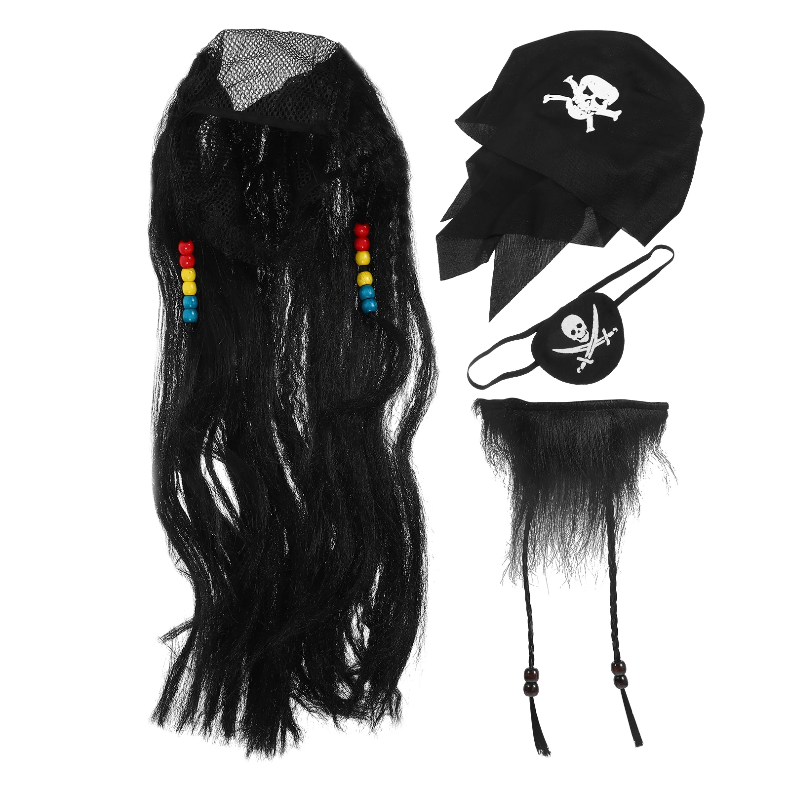 

Pirate Accessories Funny Fake Beards Cosplay Costume Halloween Decorative Eye Patch Fabric Men Mustache Supplies