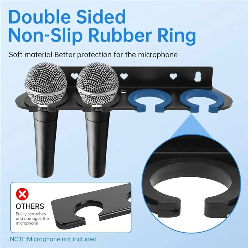 FULL-Microphone Holder Storage Stand For Stage Studio Karaoke For Recording Streaming- Multi Microphone Support Portable Design