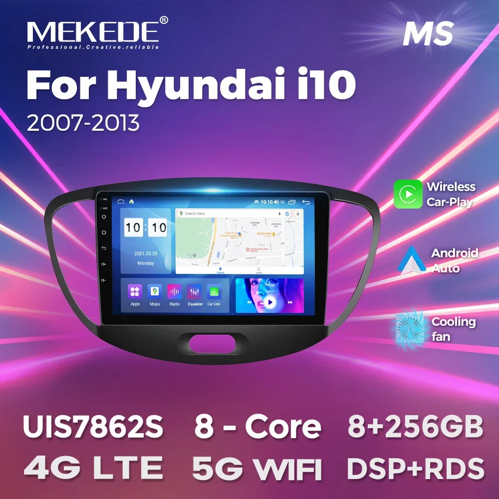 MEKEDE Car Radio for Hyundai Grand I10 2007 2008 2009 2010 2011 2012 2013 Multimedia Stereo Carplay Android Auto 2 Din Audio