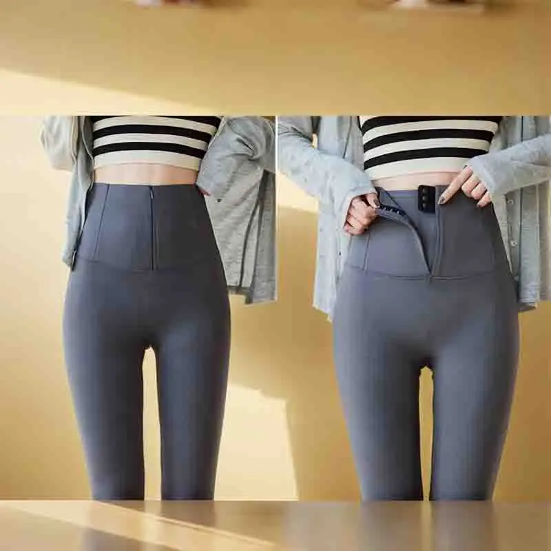 Leggings svasati da donna a metà polpaccio, fluff di carbone, stringati, floccaggio polare, club, abbigliamento nudo, aderente, carino, ricamato, sexy