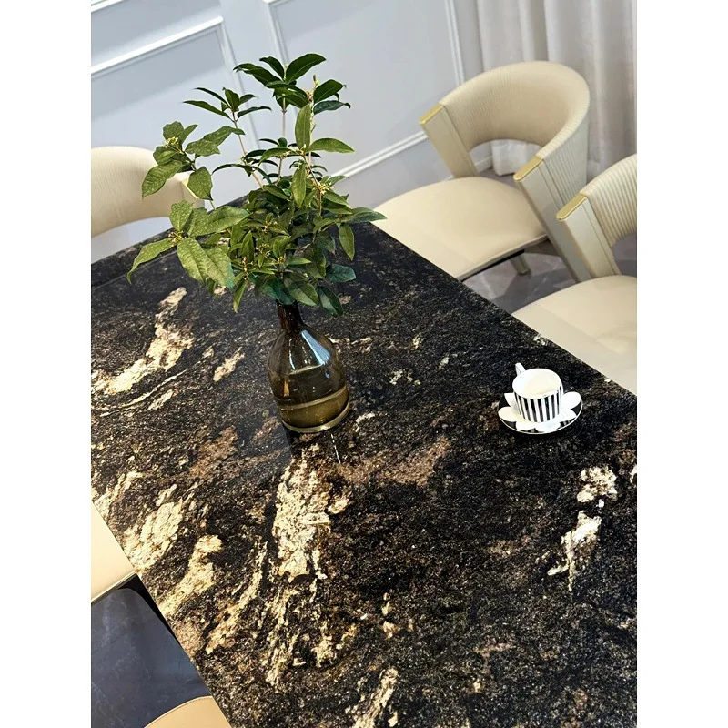 Imported natural luxury stone bright galaxy dining table light luxury platinum diamond rectangular dining table