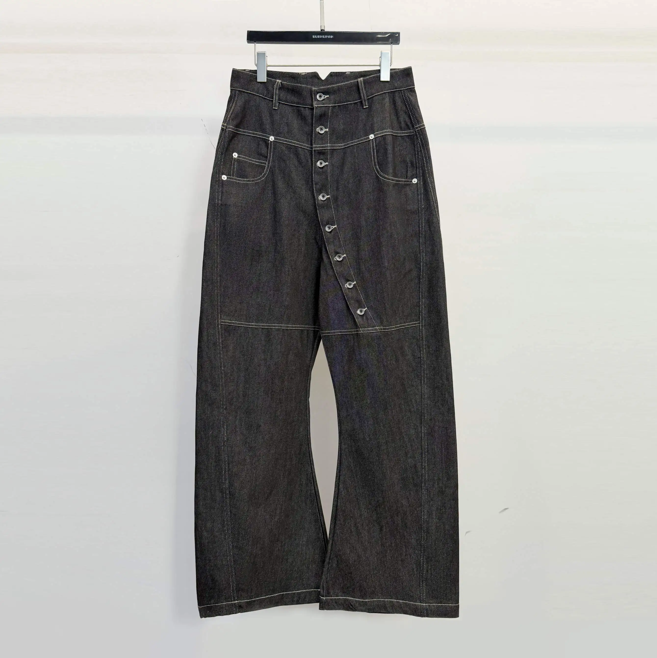 Owen Seak Men’s Jeans Denim Cotton Men Clothing Gradient Flared Pants Autumn Designer Luxury Long Trousers Black