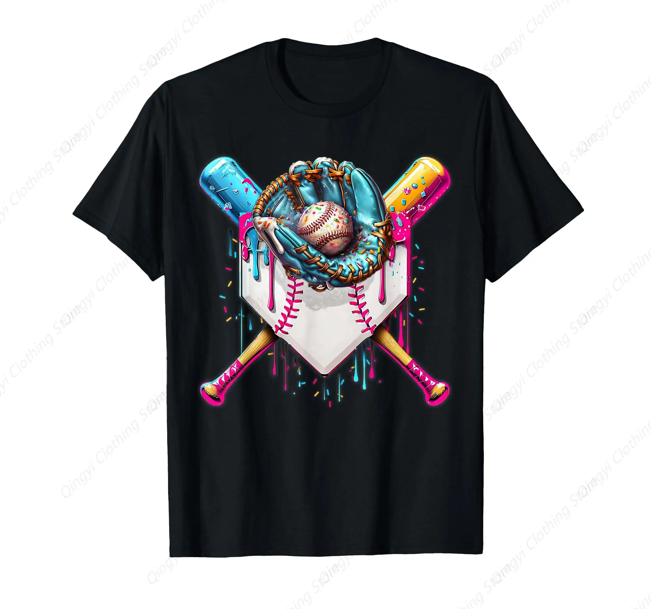 

Baseball Drip Ice Cream Sprinkless Plate Glove T-Shirt
