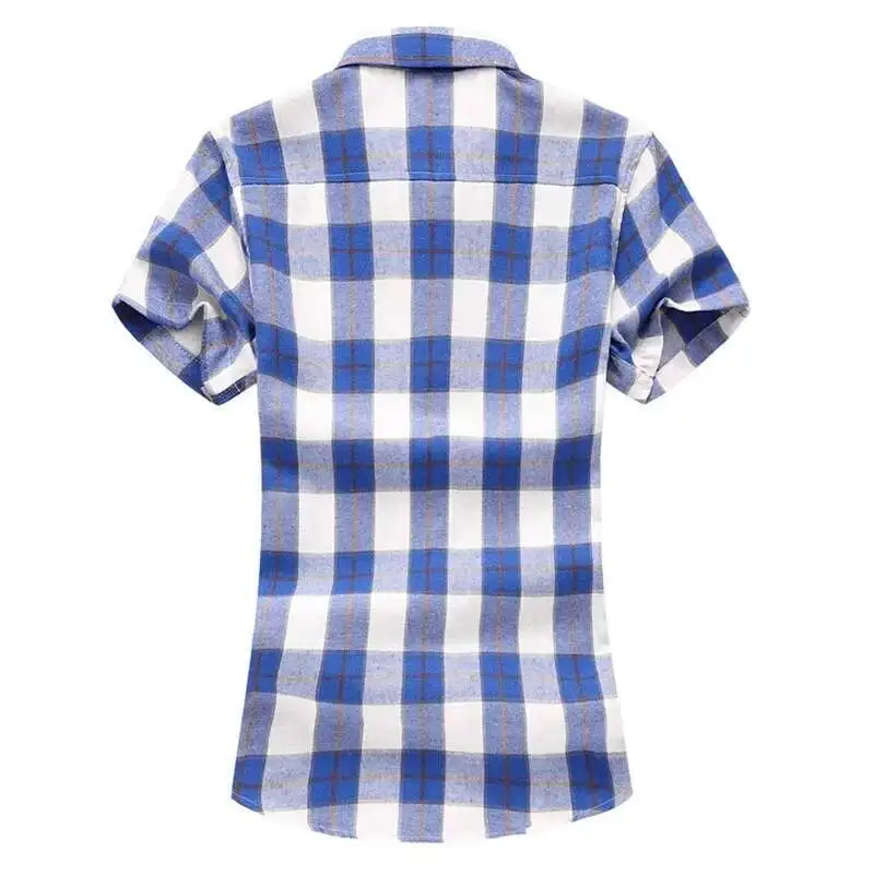 

Красные мужские полосатые рубашки в клетку, рубашка с коротким рукавом/длинным рукавом, левый нагрудный карман, черные, синие топы Camisa, азиатский размер 7XL