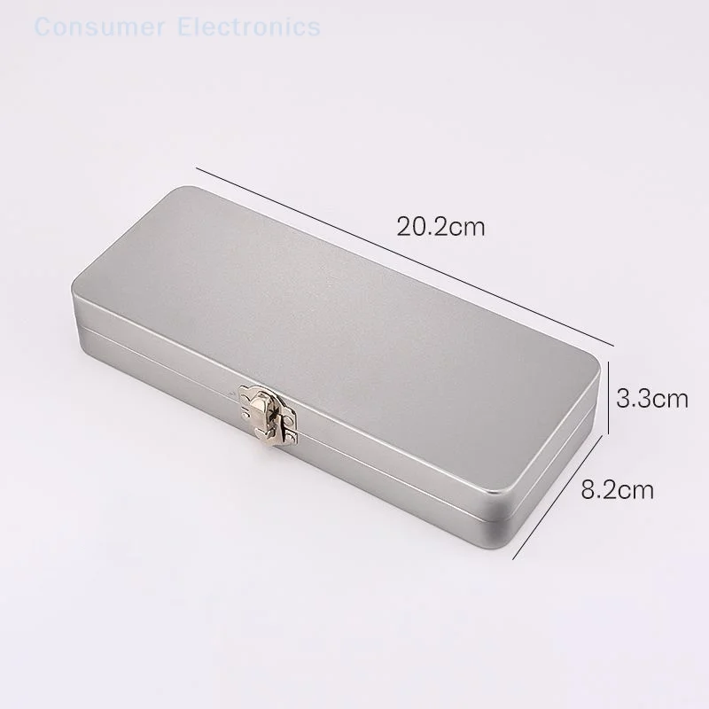 New Rectangle Metal Storage Box Silver Iron Metal Buckles Box Flip Cover With Lock Empty Hinged Box Solid Water Colour Box