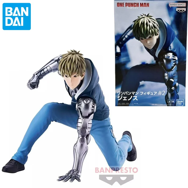 En stock: Figuras de acción originales Bandai Banpresto de One Punch Man Genos, juguetes modelo, adornos de escritorio, regalos coleccionables.