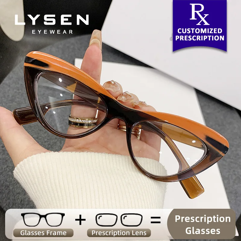 

LYSEN Fashion Cat Eye Anti Blue Light Prescription Glasses Women Customized Photochromic Myopia Glasses Anti-Reflective Eyewear