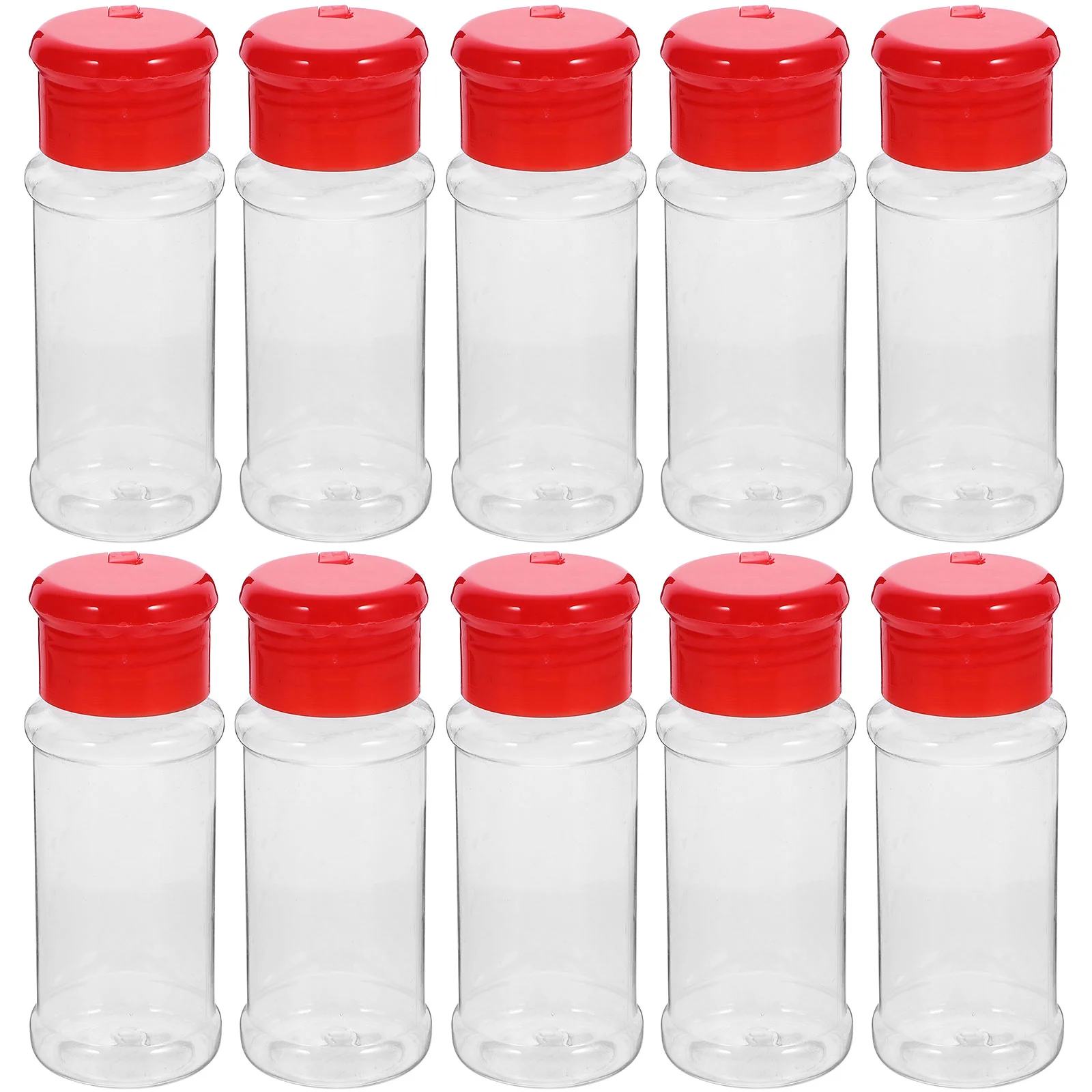 10 Uds. Maceta de plástico para especias, botellas para condimentos, pimentero, tarro de sal, lata para condimentos para barbacoa, cocina, color rojo