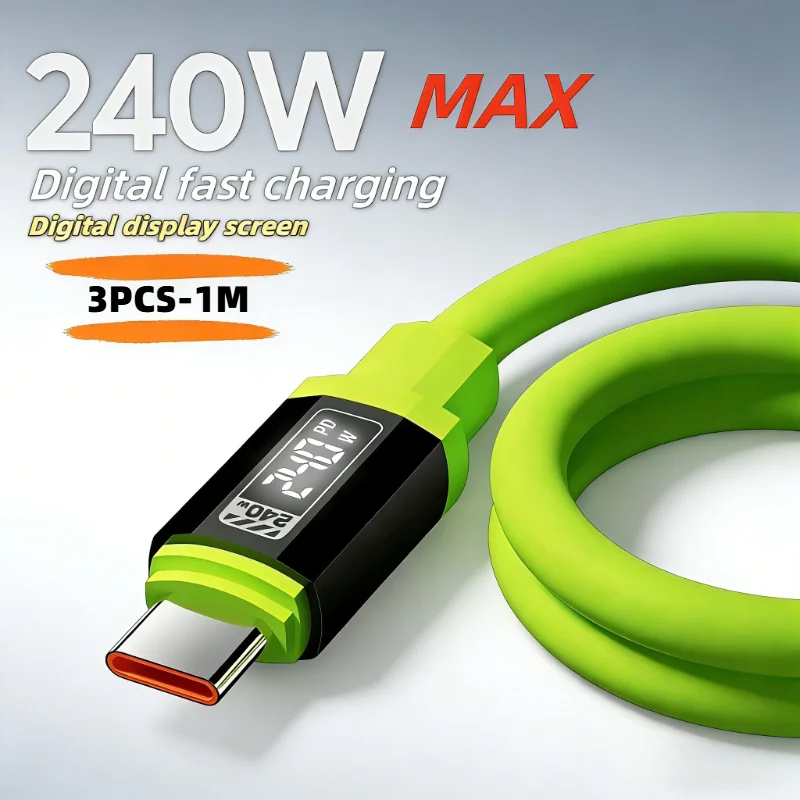 240W USB Type C Cable PD Fast Charging Phone Charger Data Cord For iPhone Samsung Xiaomi Huawei USB C to USB C Quick Charge Wire