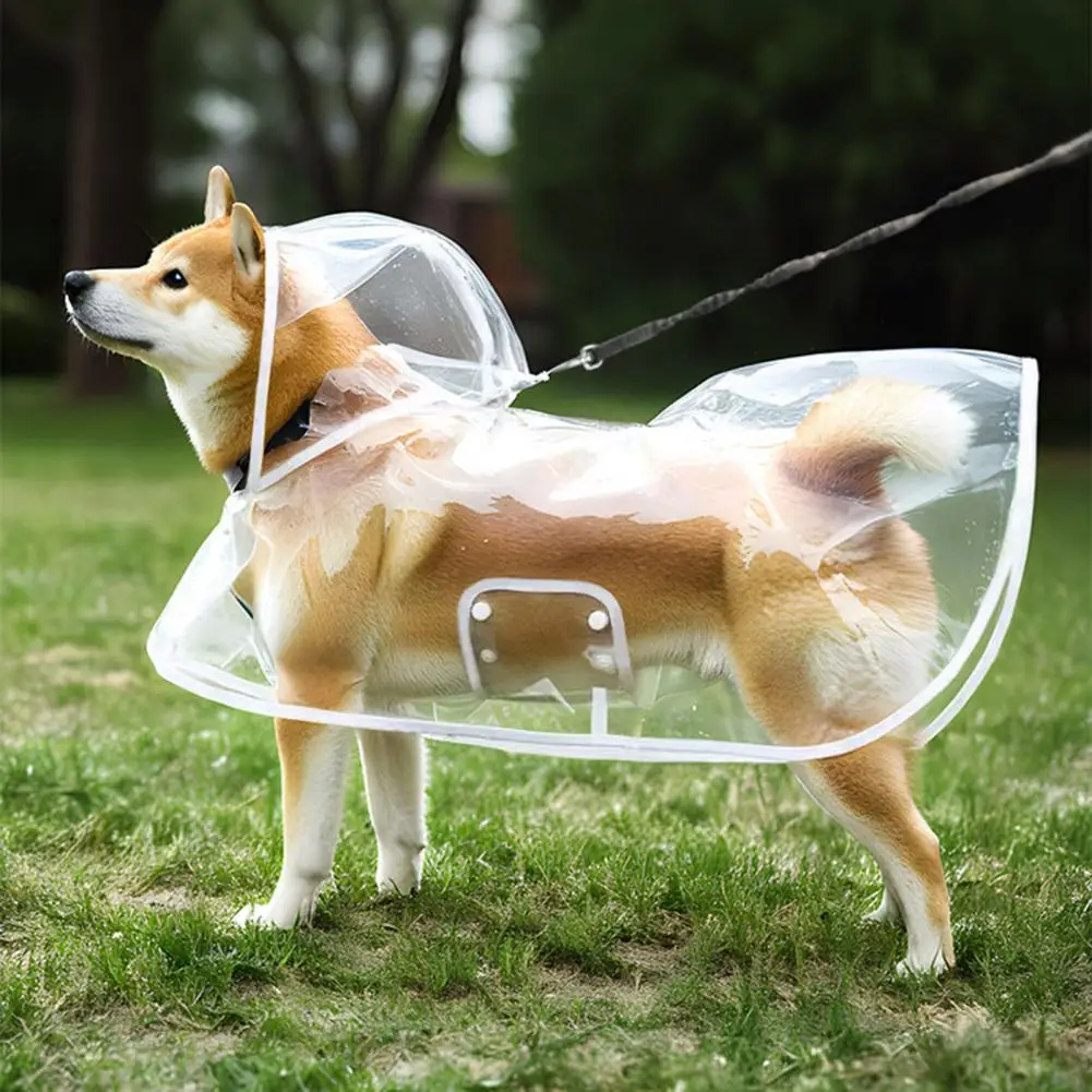 Dog Raincoat Transparent Hooded Dog Rain Jacket Adjustable Waterproof Pet Poncho for Small Medium Dogs Cats
