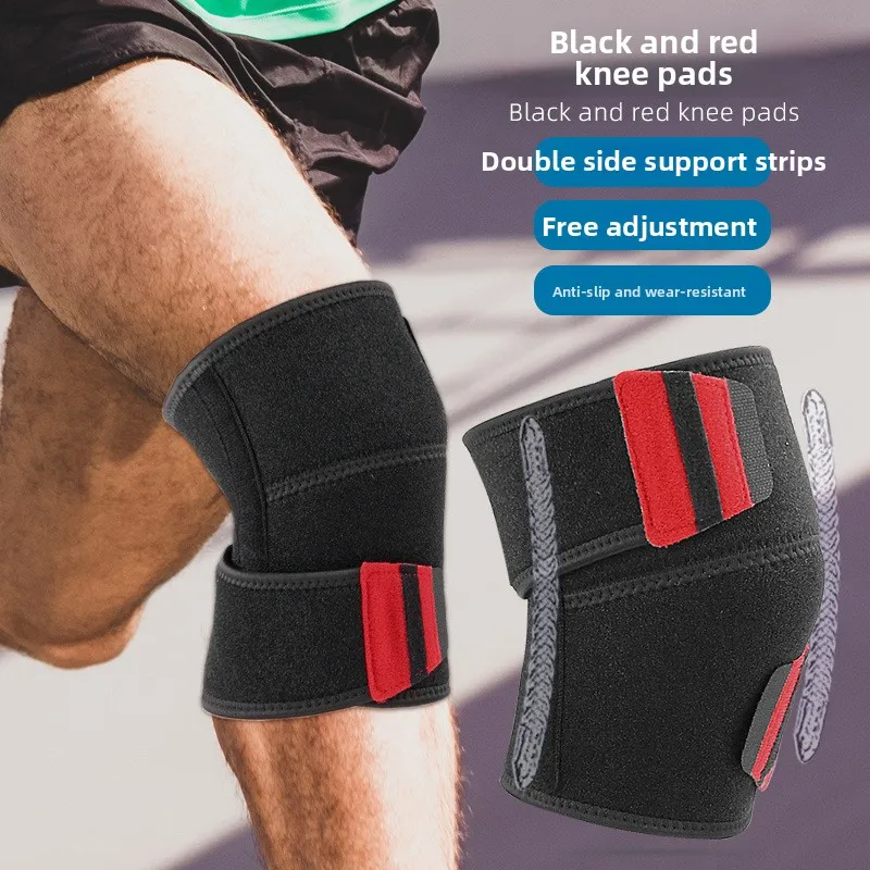 Black Red Warm Knee Pads Outdoor Sports Running Pressure Patella Knee Support Soft Shock Absorption Squat Self Adhesive Fit