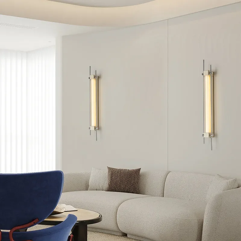 Modern Minimalist Wall Lamp Simple Luxury Grille Design Ambient Lighting for Living Room Background Bedroom Bedside Hotel