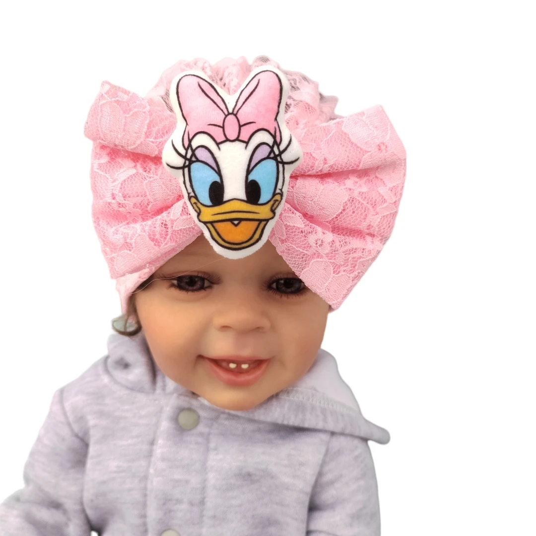 New Miniso Donald Duck Twist Baby Headdress Cute elastic solid girl hair cap Kids shoes Non-slip solid baby gift Preferred baby