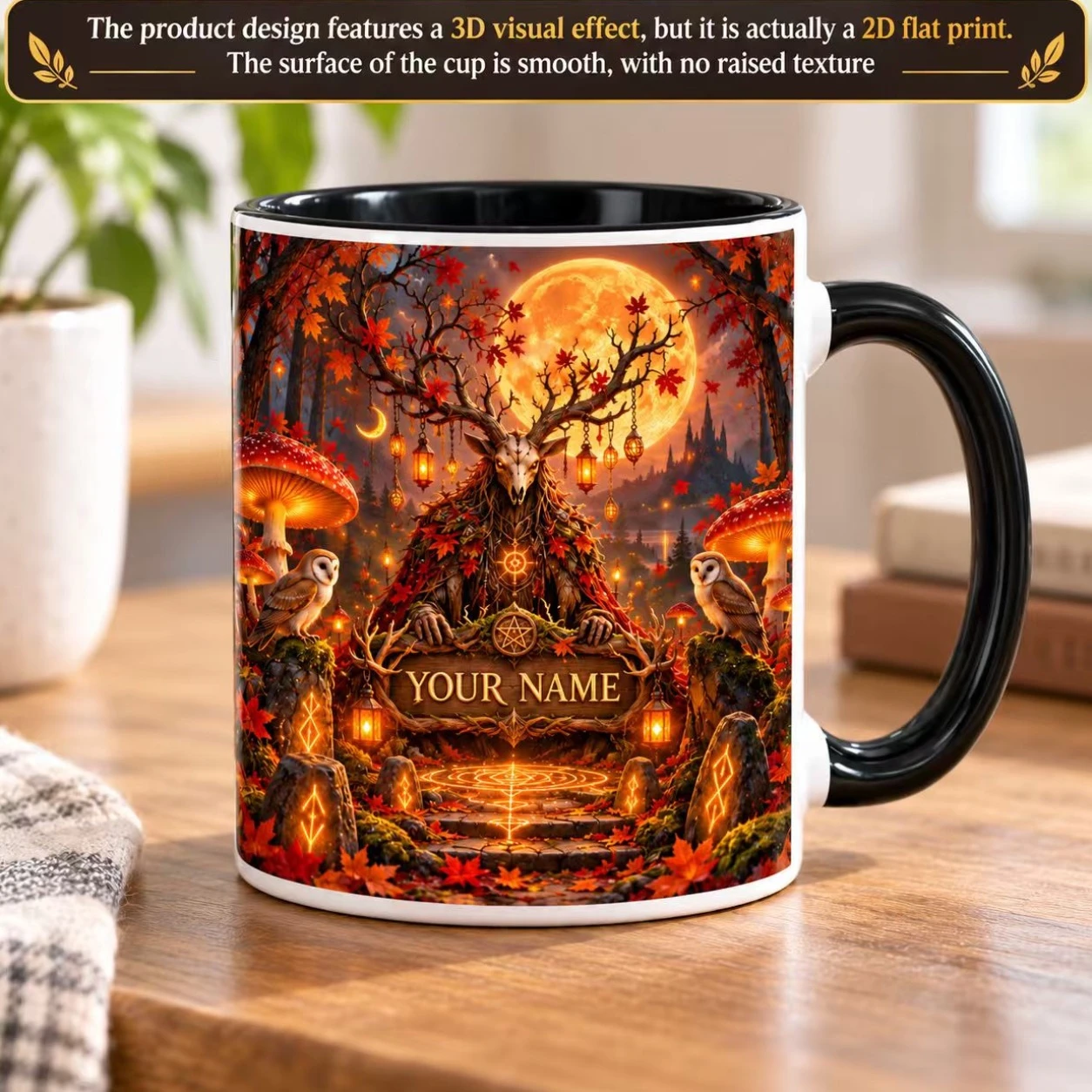 2D Flat Printing 1pc 11oz Personalized Name Gothic Raven Mug, Halloween Birthday, Study Room Home, Best Friend, Hand Wash Only