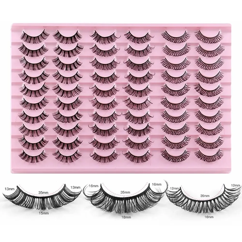 Damenmode, natürlich, lang, dünn, ausgestellt, kreuz und quer, künstliches Nerzhaar, Wimpernverlängerung, russische falsche Wimpern, glänzende Wimpern