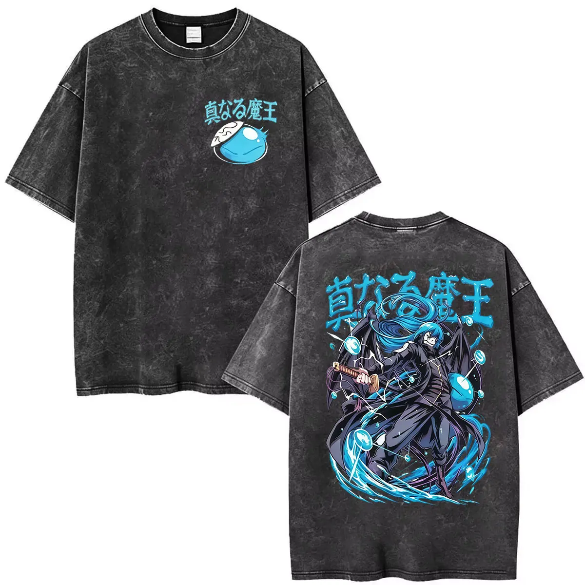 Anime That Time I Got Reincarnated As A Slime Vintage Washed T Shirts Men Women O-Neck Fashion Short Sleeve T-shirt Streetwear