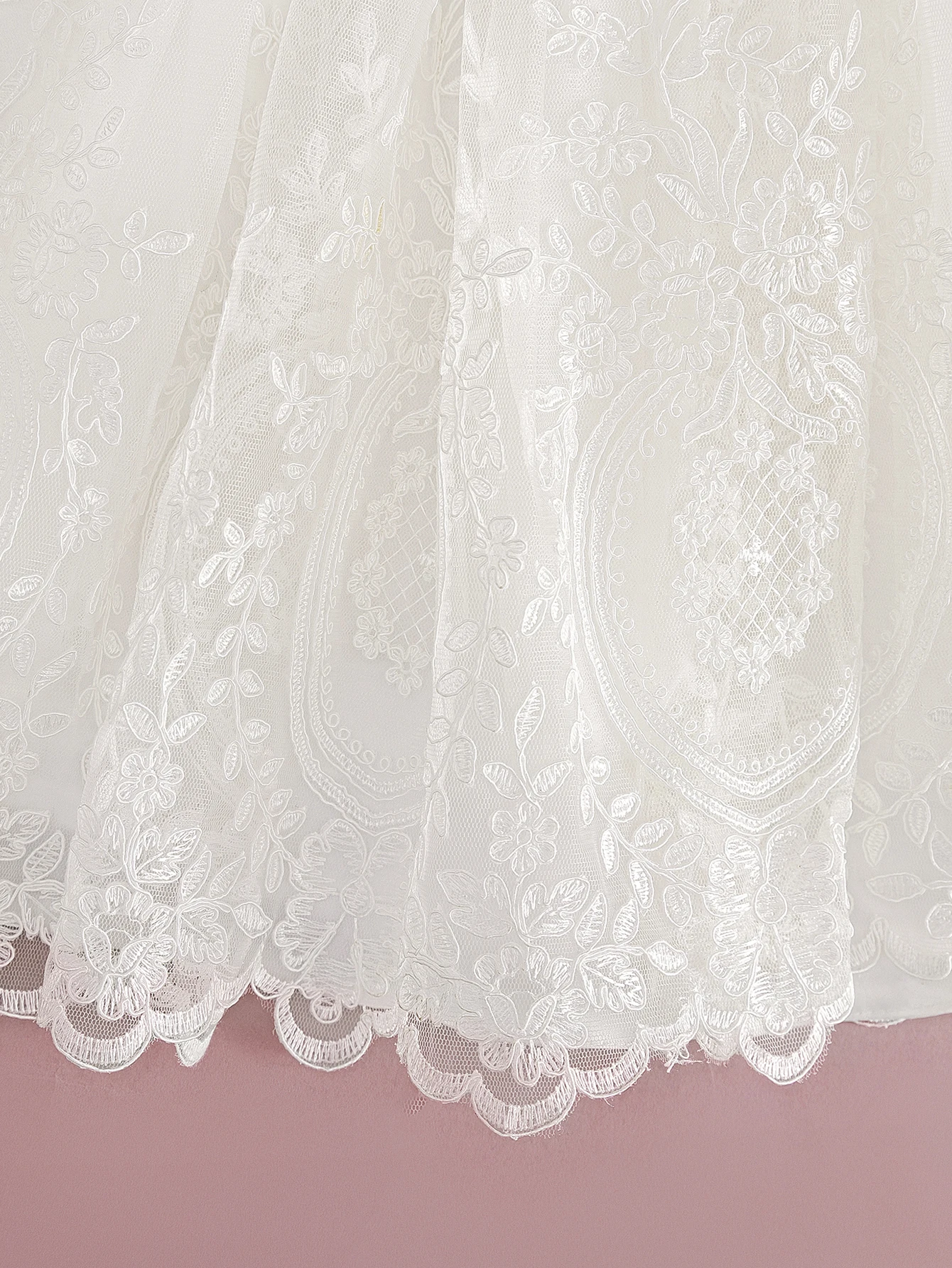 Baby Girl\'s High-quality Embroidered Long White Christening Dress with Little Gauze Dress