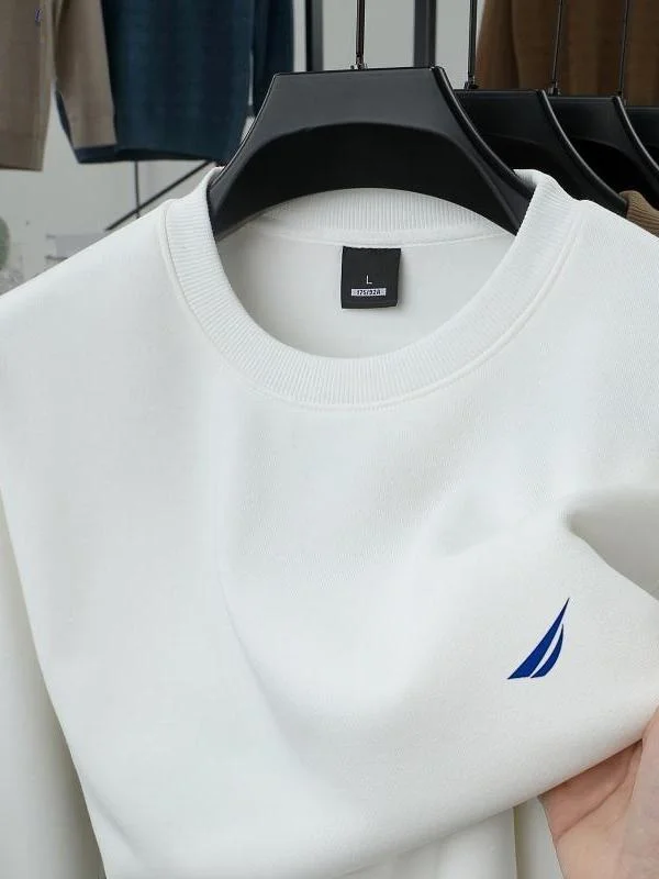 

Мужская толстовка Nautica с начесом, длинный рукав, круглый вырез, хлопок, повседневная, удобная, молодежная мода