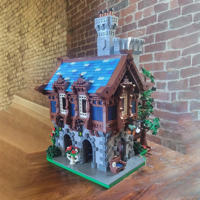 5625PCS Moc medieval castle house building pottery shop model DIY assembly building blocks toys children's holiday gift