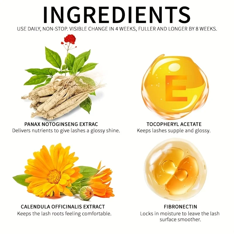 Crescita del siero per ciglia Essenza naturale per estensione delle ciglia e delle sopracciglia Crea allungamento delle ciglia spesse Siero nutriente per le sopracciglia