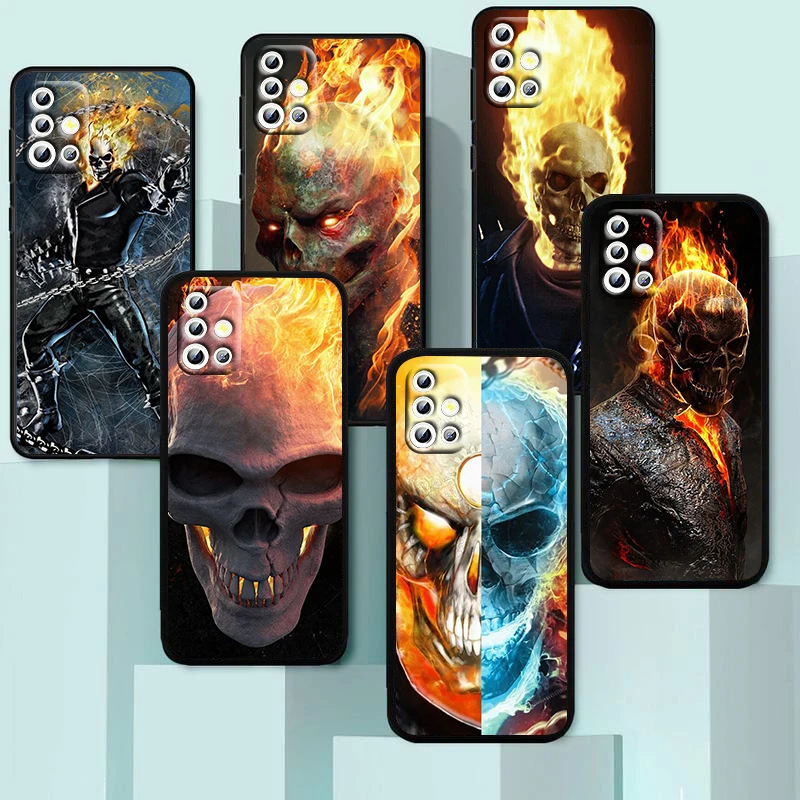 Marvel Ghost Rider For Samsung Galaxy A04 A04E A42 A12 A02S A91 A81 A71 A51 A41 A31 A21 A01 Silicone Black Phone Case Coque Capa