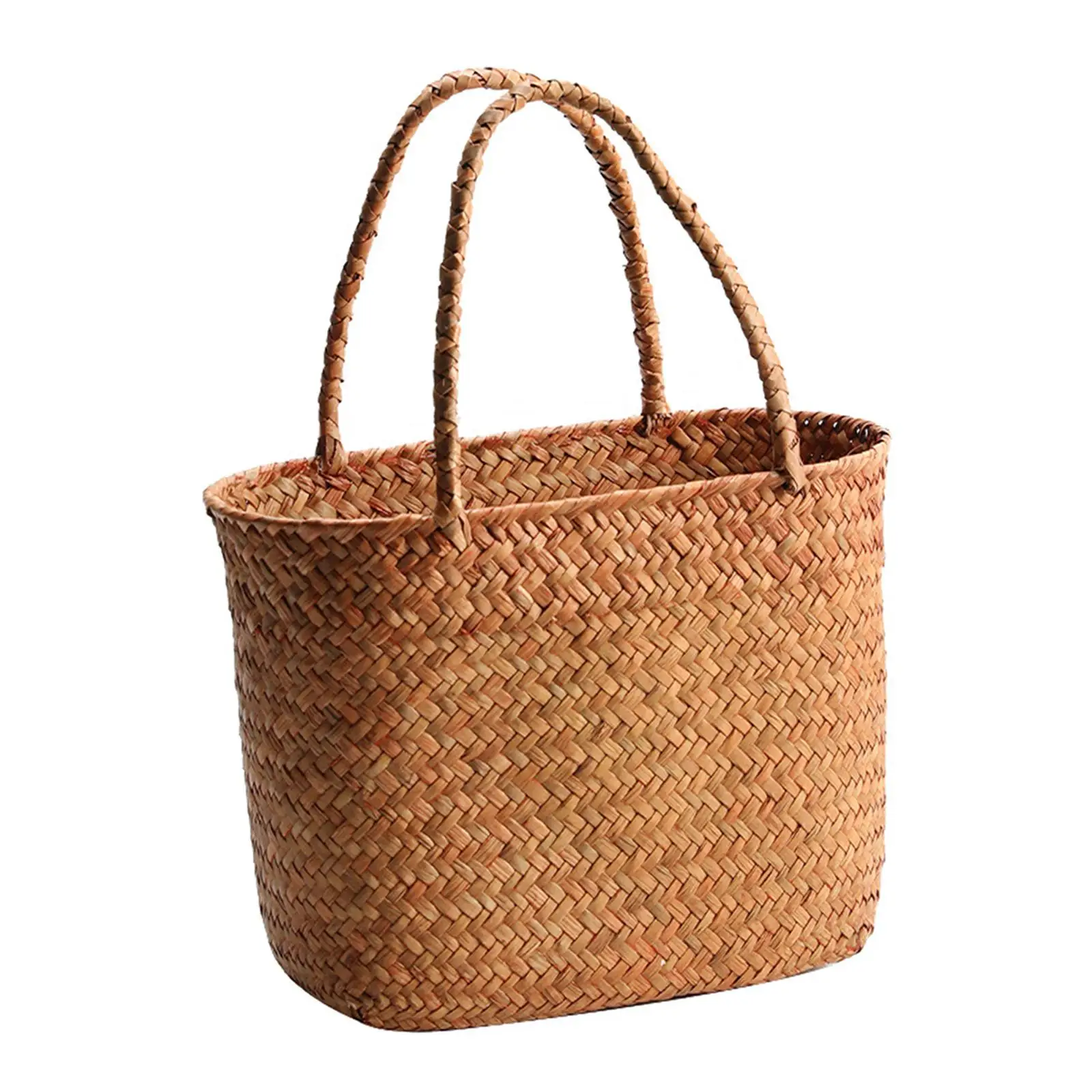 Outdoor Picnic Basket Woven Basket Lightweight Bread Storage Basket Handwoven Storage Basket for Kitchen, Beach, Travel, Home