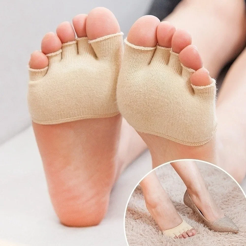 1 Pair Breath Half Toe Sock Five Toes Separator Design Effective Foot Alignment Pain Relief Bunion Care Comfort Daily Foot Socks