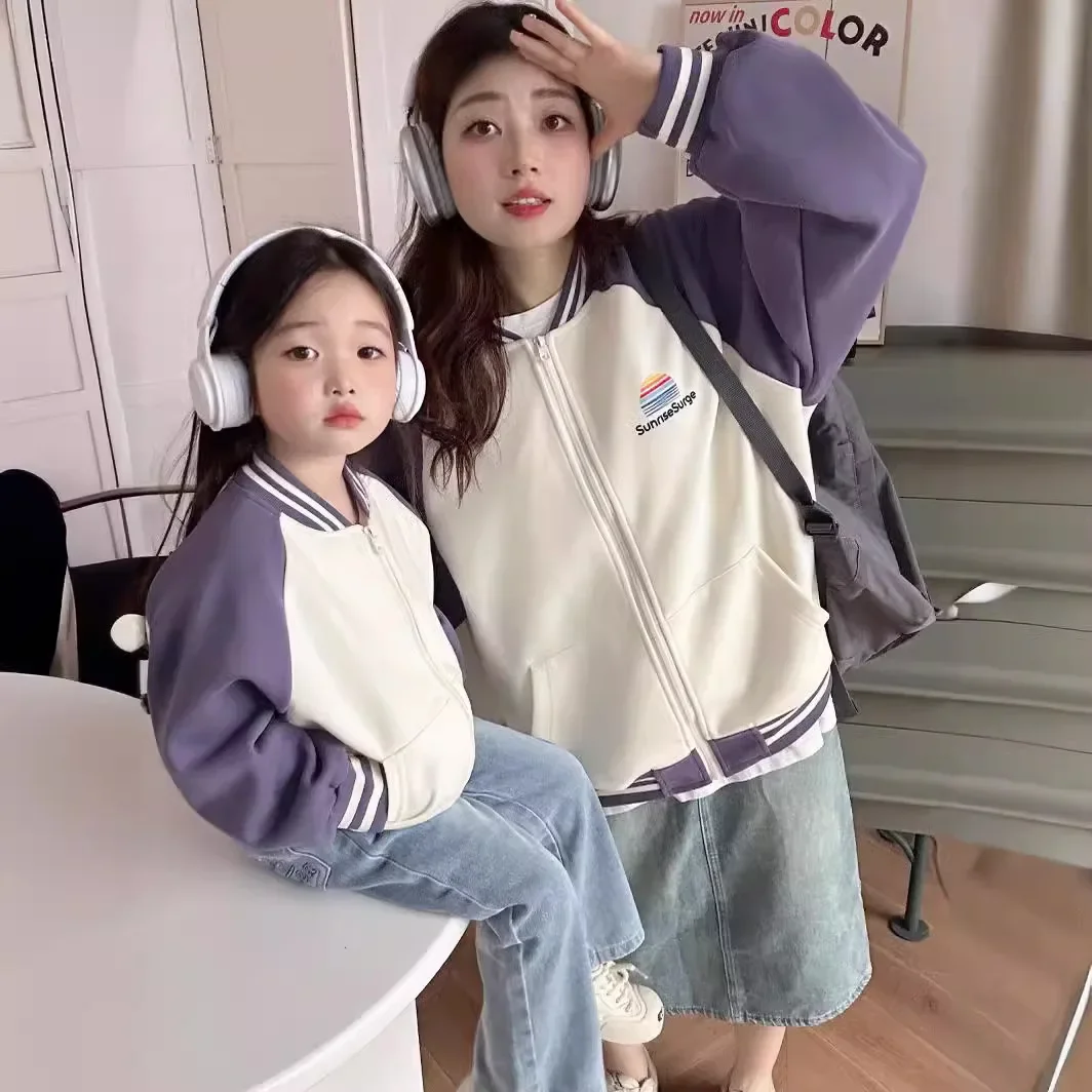 Mom and Daughter Son Matching Jacket for Family Clothes Korean Style Mother and Baby Girl Boy Coat Spring Parent-Child Outfits