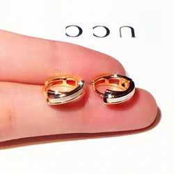 Luxury Exquisite 14K Plated Gold Simple Women Hoop Earrings Fashion Temperament Geometry Trend Gorgeous Earring Party Jewelry