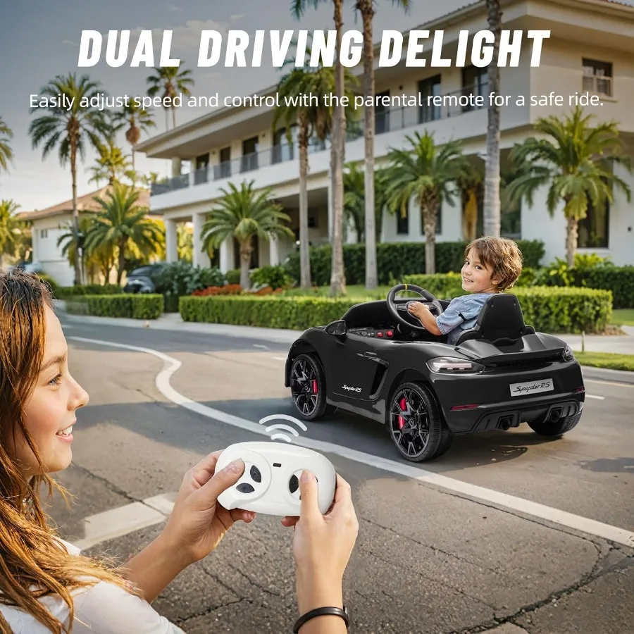 Gelicentieerde 12V elektrische auto voor kinderen, rit op speelgoed voor peuters, kinderrit op auto met afstandsbediening voor ouders, led-verlichting, te openen deuren, MP3