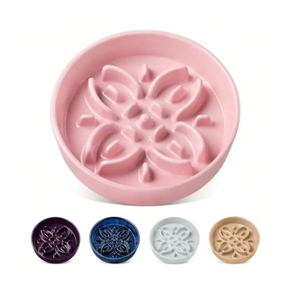 

Slow Feeder Dog Bowls Puzzle Dog Food Bowls With Floral Maze Anti Slip Pet Food Dish For Small Breed 0.6 Cups Pink