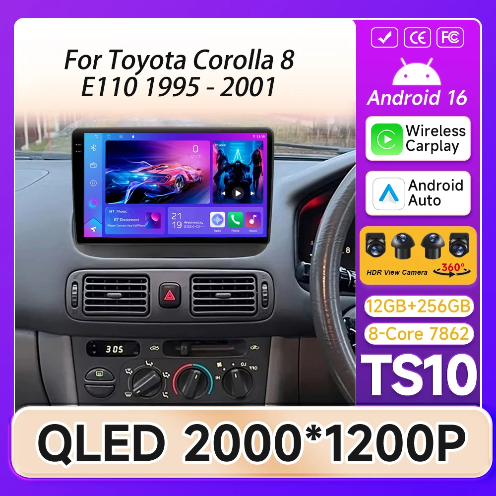 Carplay For Toyota Corolla 8 E110 1995 - 2001 GPS Navigation 5G Wifi Car Radio Android 16 DVD Stereo Automotive Multimedia DSP