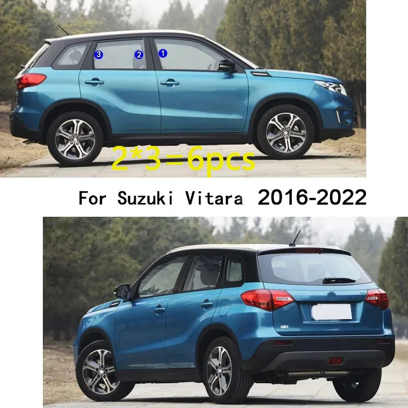 Car TPU/Glossy Mirror Pillar Post Cover For Suzuki Vitara 2016 2017 2018 2019 2020-2022 Door Trim Window Molding Sticker Plate
