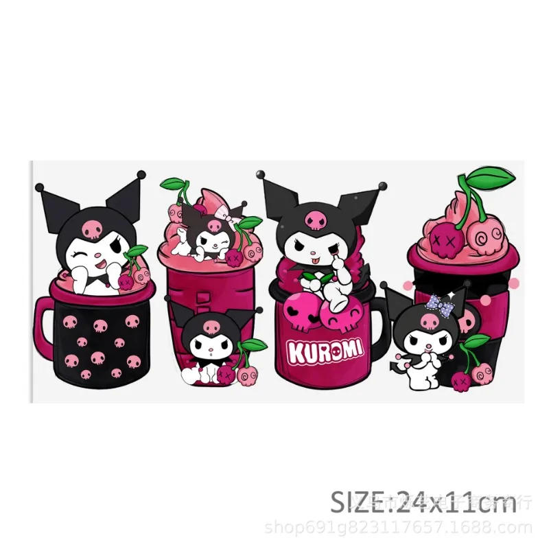 Anime Hello Kitty My Melody Cinnamoroll Kuromi Decal Kawaii Diy UV DTF Transfer Crystal Label Cup Stickers Party Decor Gifts Toy