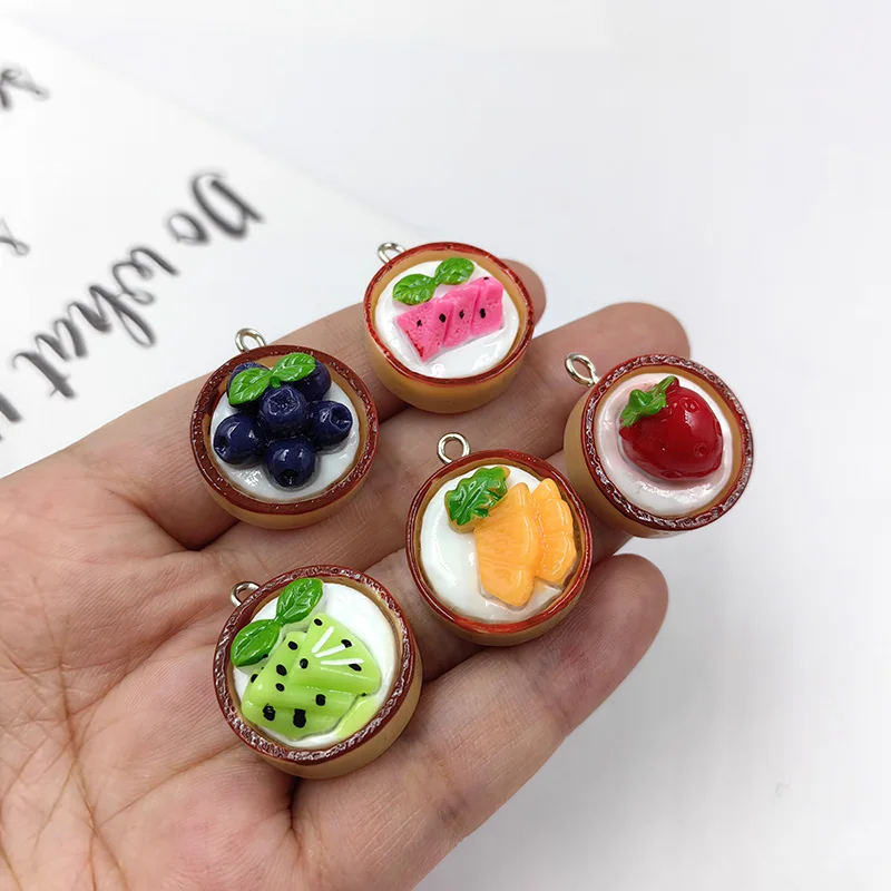 10pcs Cute Fruit Blueberry Strawberry Pineapple Pudding Charms Pendant Crafts Making Findings Fashion Jewelry for Keychain C1216