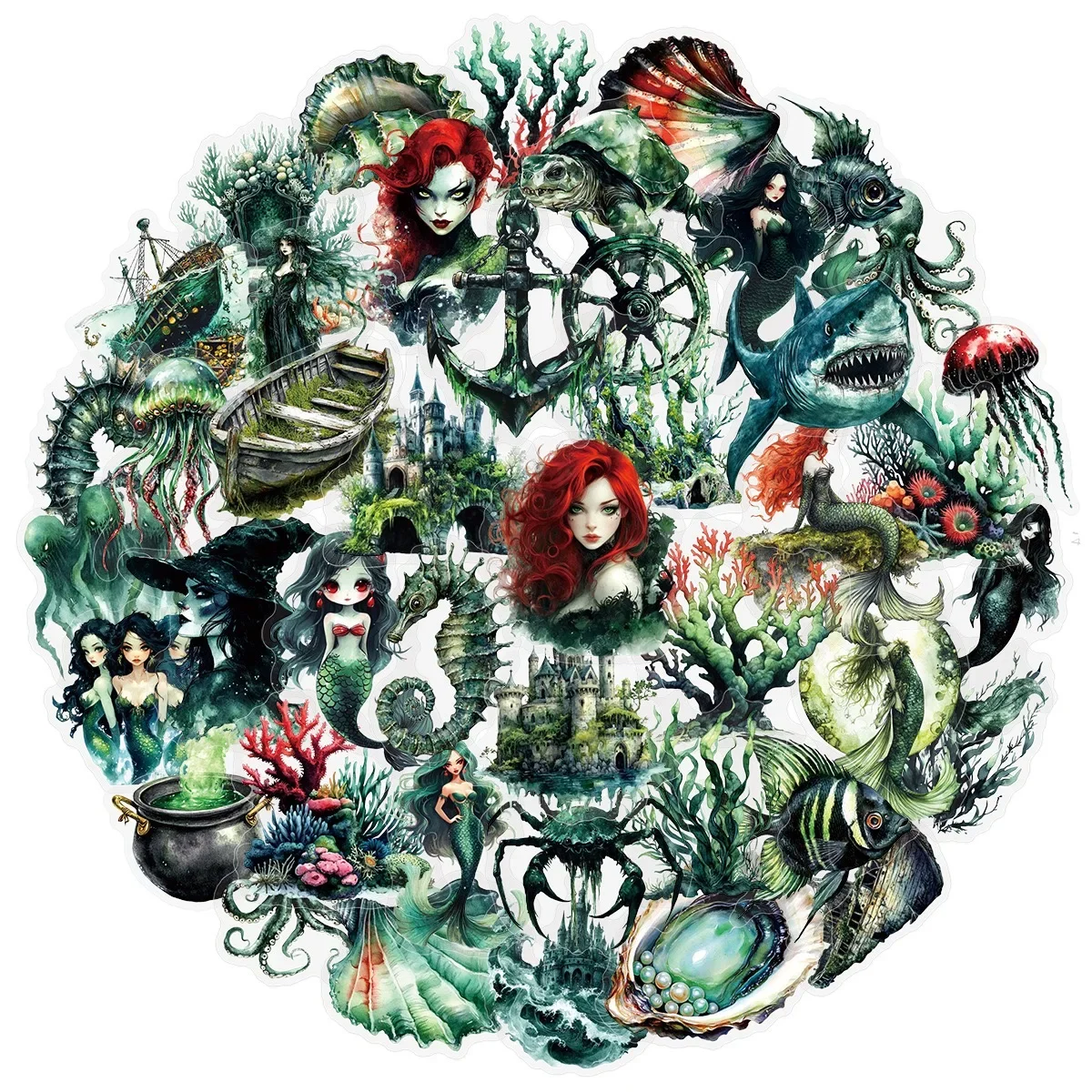 

10/50pcs Gothic Style Sea Animal Mermaid Aesthetic Stickers Graffiti Decals Scrapbooking Laptop Phone Sticker for Kids Girls