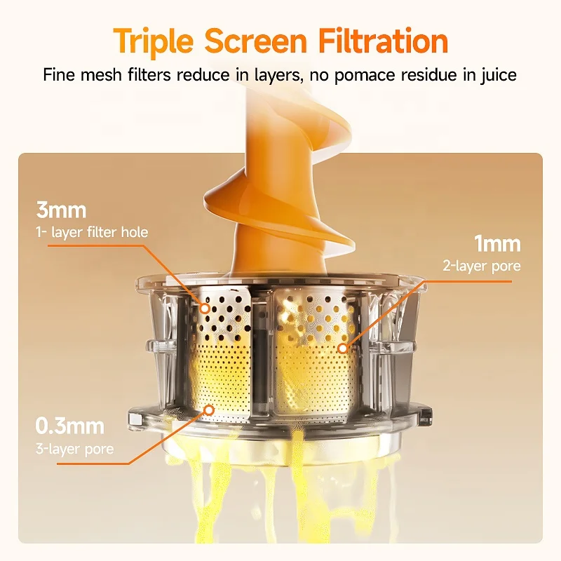 Cold Press Slow Juicer with Reverse Function - 95% Nutrient Retention, Easy Clean Detachable Parts
