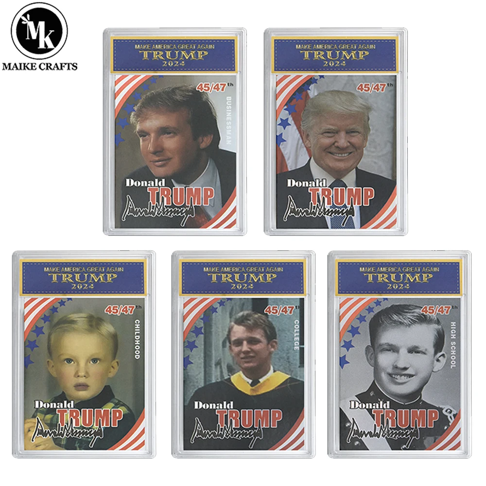 

2024 US 47th President Donald Trump Rating Themed Card Featuring Childhood Adulthood Photos Trading Card Collectibles Fans Gift