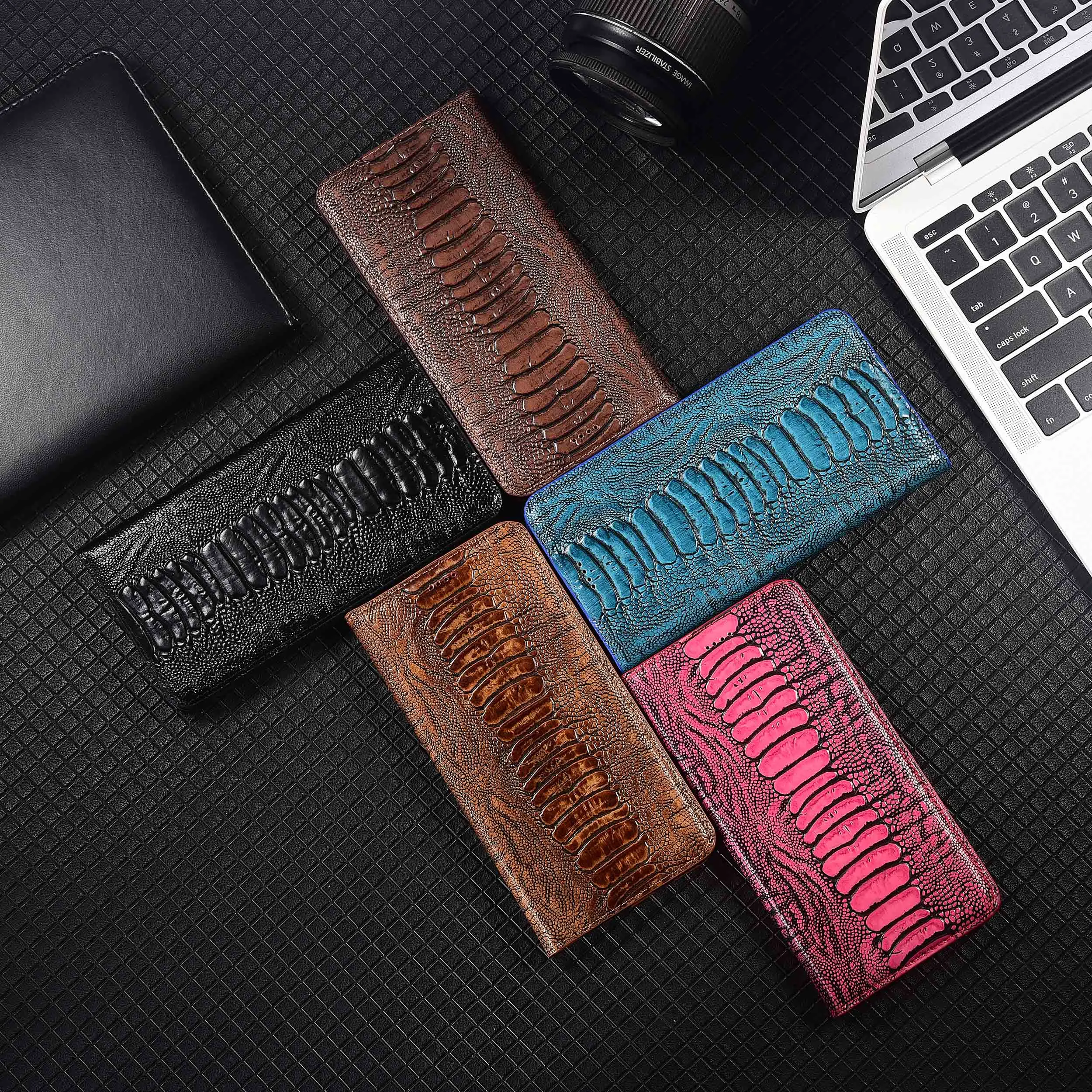 For Honor 8X 9X X10 X20 Pro SE Max Ostrich Feet Pattern Of Genuine Leather Wallet Flip Phone Cover Case Cowhide Scratch-Proof