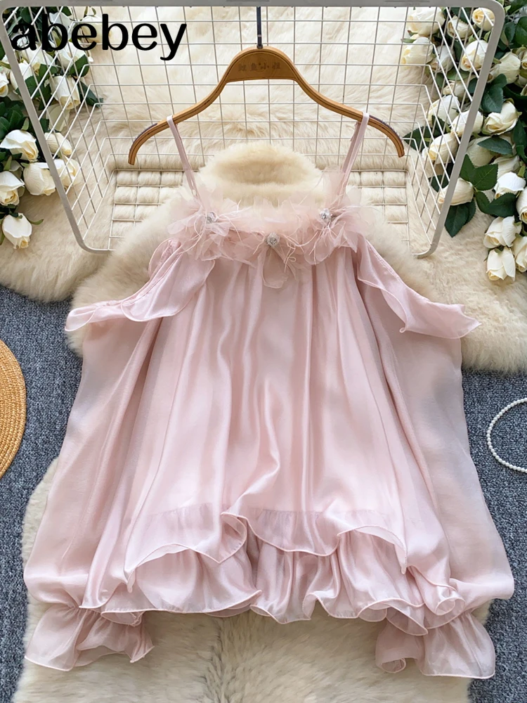 

2026 New French Style Satin Blouse Women 3D Floral Design Flare Sleeve Loose Tops Autumn Casual Off Shoulder Chic Shirts