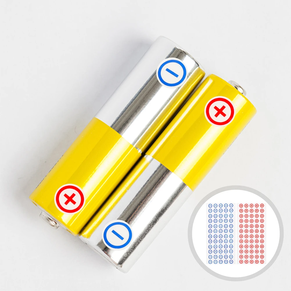 4 Sheets 12mm PVC Power Polarity Stickers Red Blue Labels Warning Safety Signs Traffic Symbols Terminals Marker