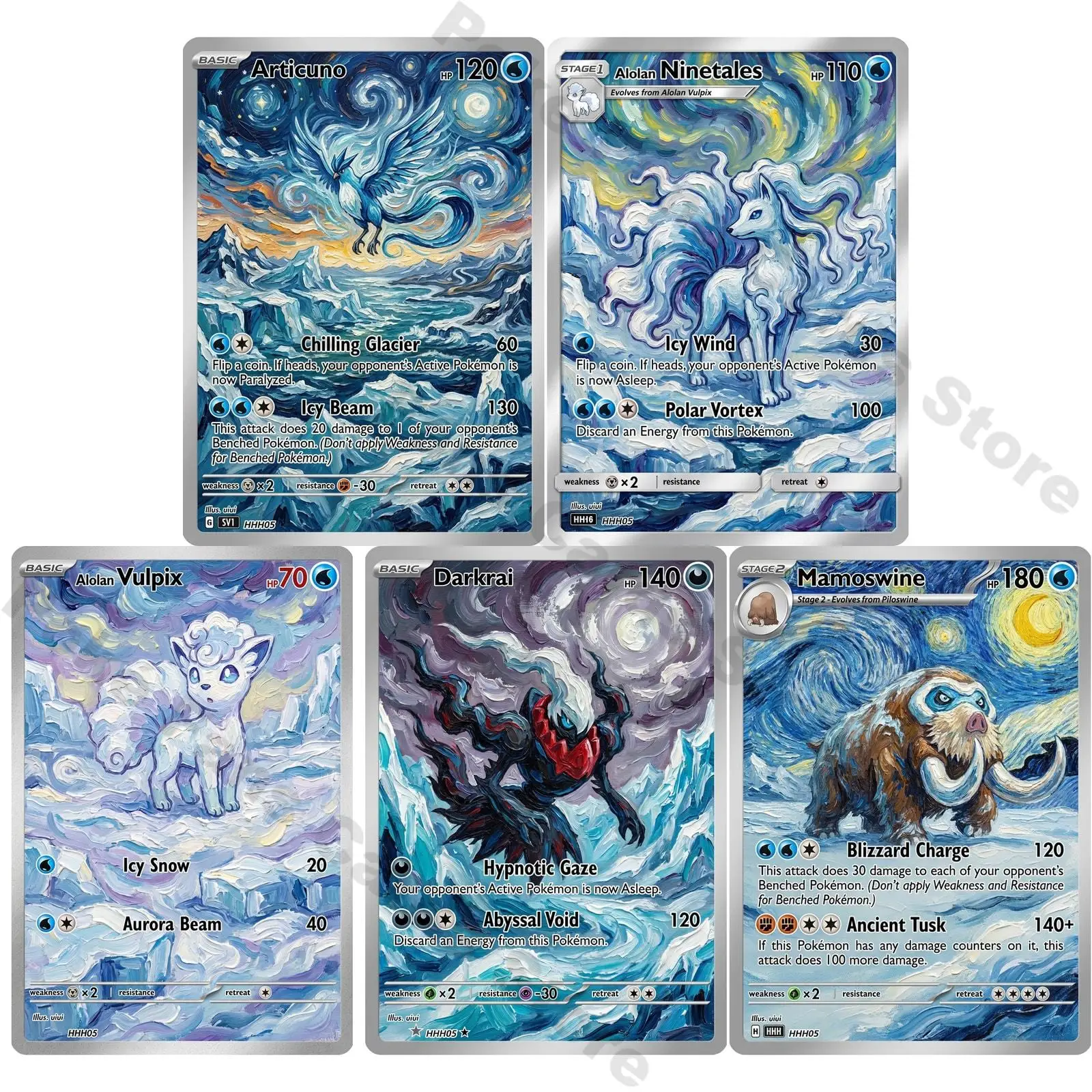PTCG Cards PTCG Oil Painting Style Custom Trading Game Full Art Anime Articuno Collection Cards Rare Cards Set PTCG Gift